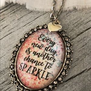 Every new day is another chance to sparkle glass Oval necklace